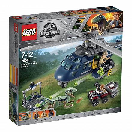 Конструктор Lego Jurassic World – Погоня за Блю на вертолёте 